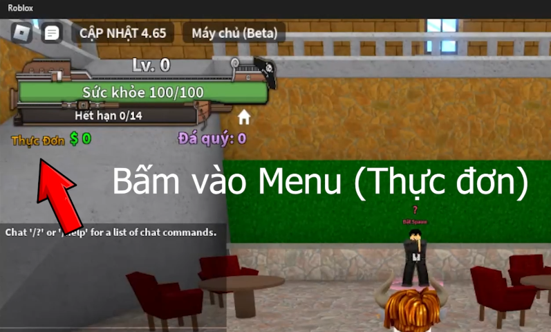 Bấm vào Menu (Thực Đơn) góc trái màn hình