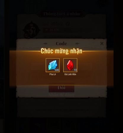 Màn hình hiển thị phần quà bạn nhận được
