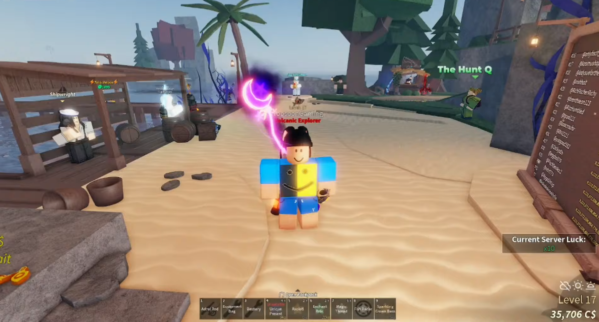 Bức ảnh này ghi lại một khoảnh khắc đầy tự hào của một người chơi trong Fisch Roblox