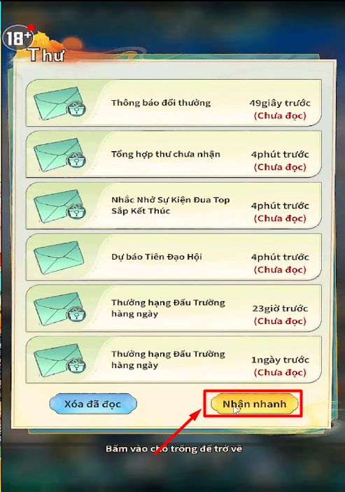 Hãy nhấn Nhận nhanh để nhận tất cả các phần thưởng giá trị