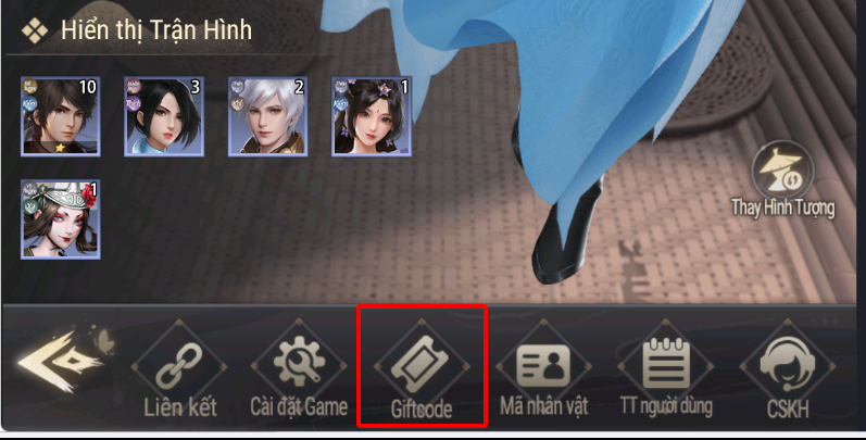 Truy cập vào mục Giftcode