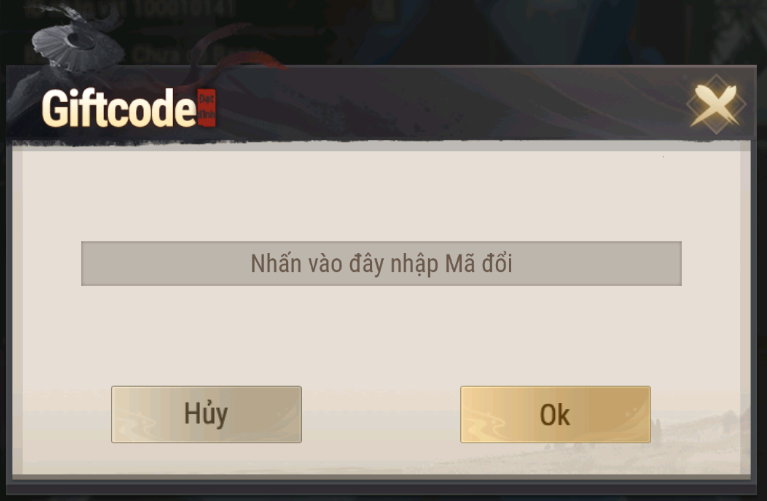 Nhập mã Giftcode Kiếm Khách Phong Vân vào ô trống và nhấn OK