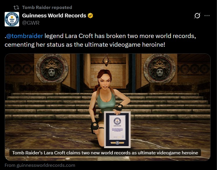 Lara Croft – Tomb Raider lập kỷ lục Guinness thế giới