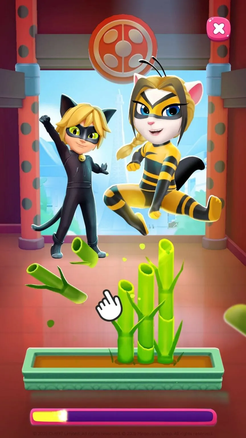 Sự xuất hiện của Ladybug và Cat Noir trong My Talking Angela 2