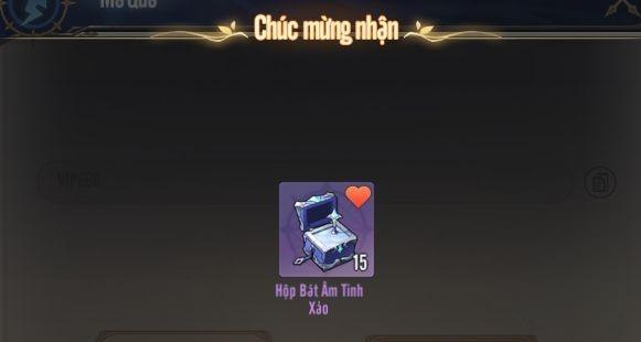 Phần thưởng sẽ xuất hiện sau vài giây