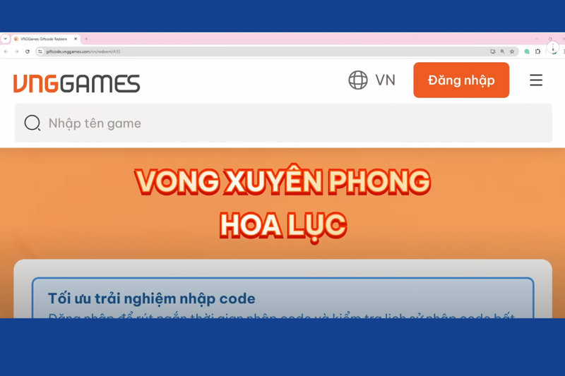 Truy cập vào trang web chính thức của VNG