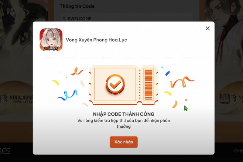 Hãy kiểm tra phần thưởng trong hộp thư