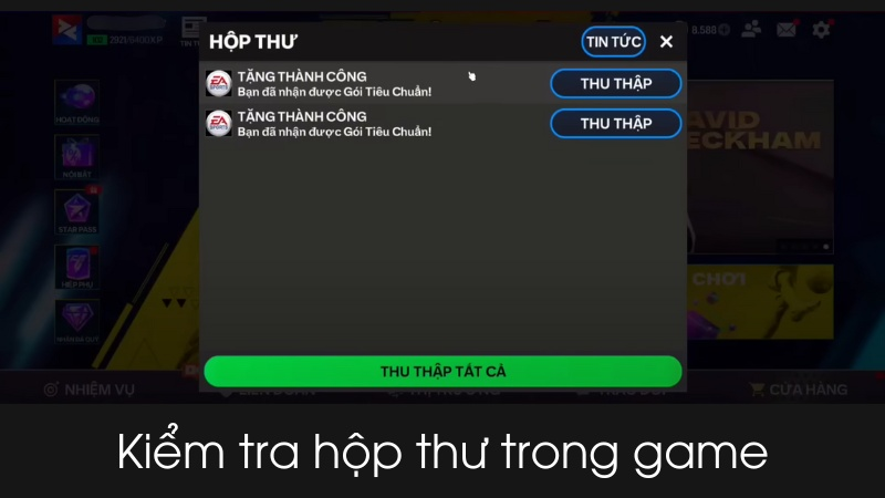 Hãy quay lại hòm thư thu thập các vật phẩm quà tặng