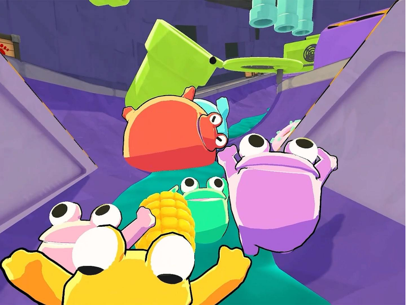 Một nhóm ếch đang bỏ chạy trong game Frog Sqwad