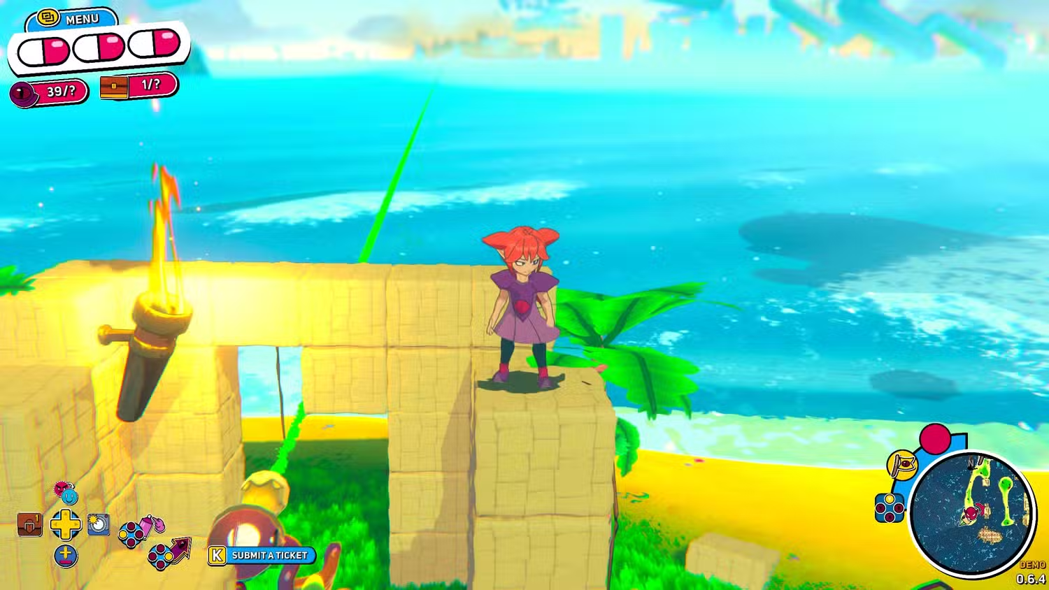 Nhân vật nhìn ra bãi biển và đại dương xanh biếc trong game Demon Tides