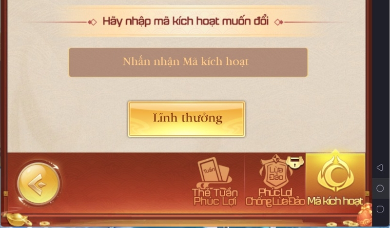 Nhập mã code Nhất Kiếm Phục Ma và bấm nút Lĩnh thưởng