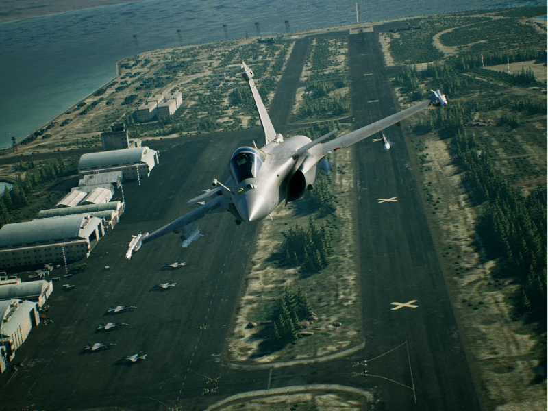 Máy bay tiêm kích cất cánh trong game Ace Combat 8: Wings of Theve