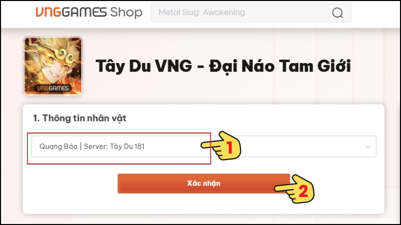 Chọn Tên nhân vật, hãy bấm Xác nhận