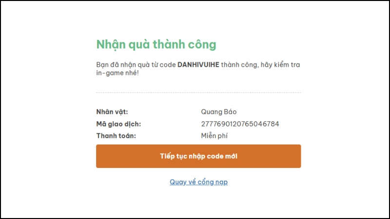 Màn hình sẽ hiển thị thông báo ngay tại giao diện