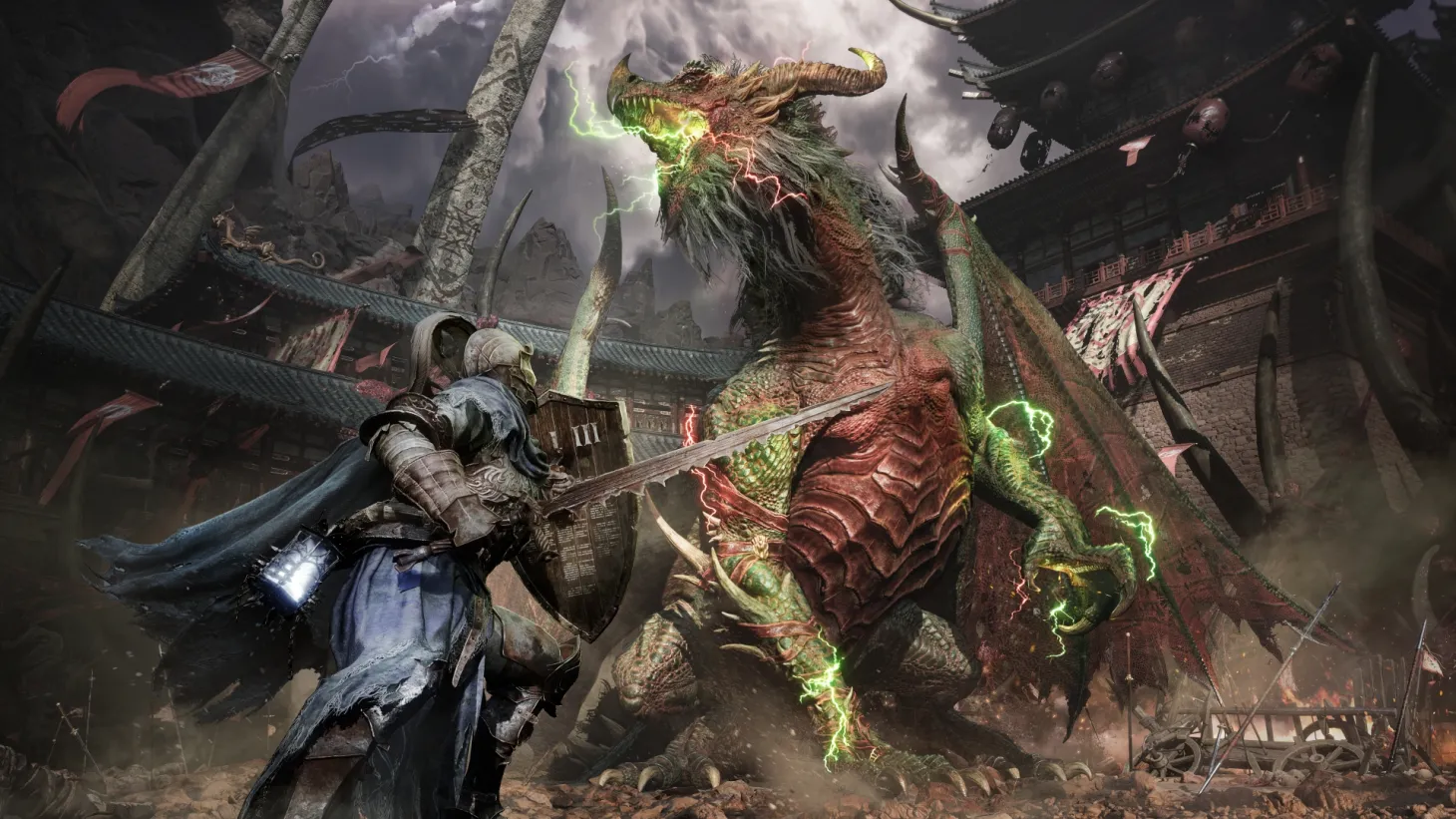 Dũng sĩ anh dũng chiến đấu với rồng khủng lồ trong game Lords of the Fallen 2