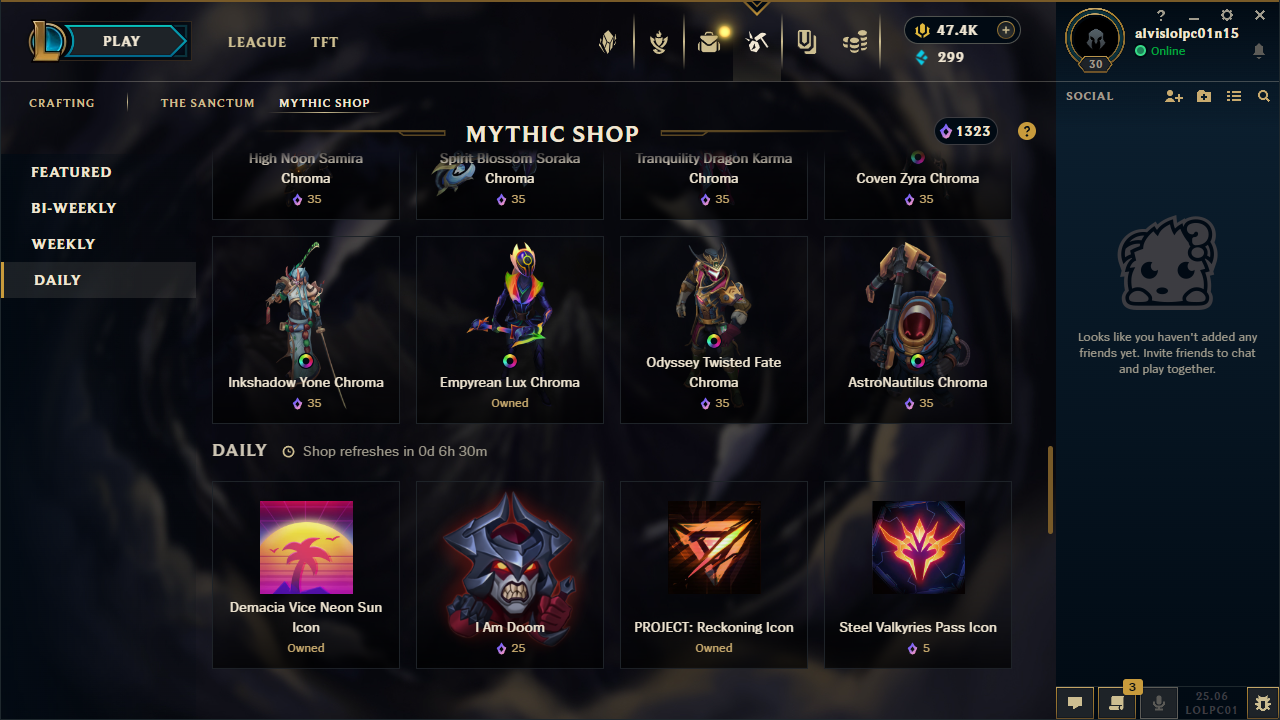 Các bộ skin cho nhân vật game trong Cửa hàng Cá Nhân Liên Minh Huyền Thoại