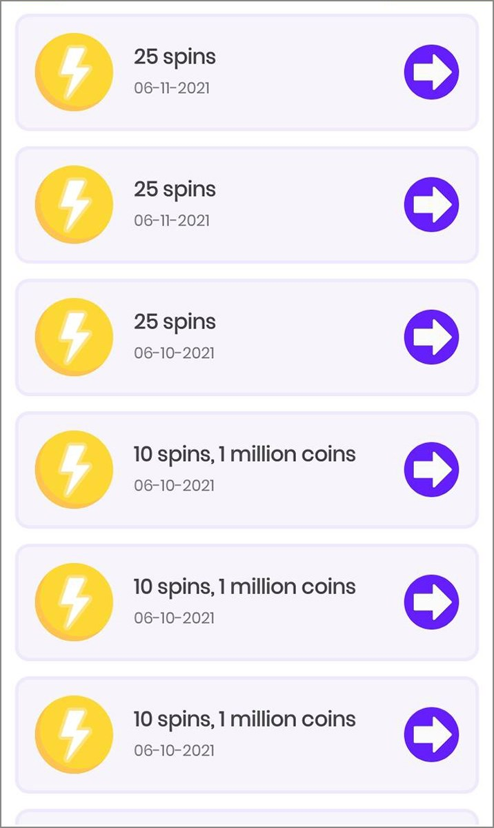 Chọn phần quà mà bạn muốn nhận trong danh sách Spin Links