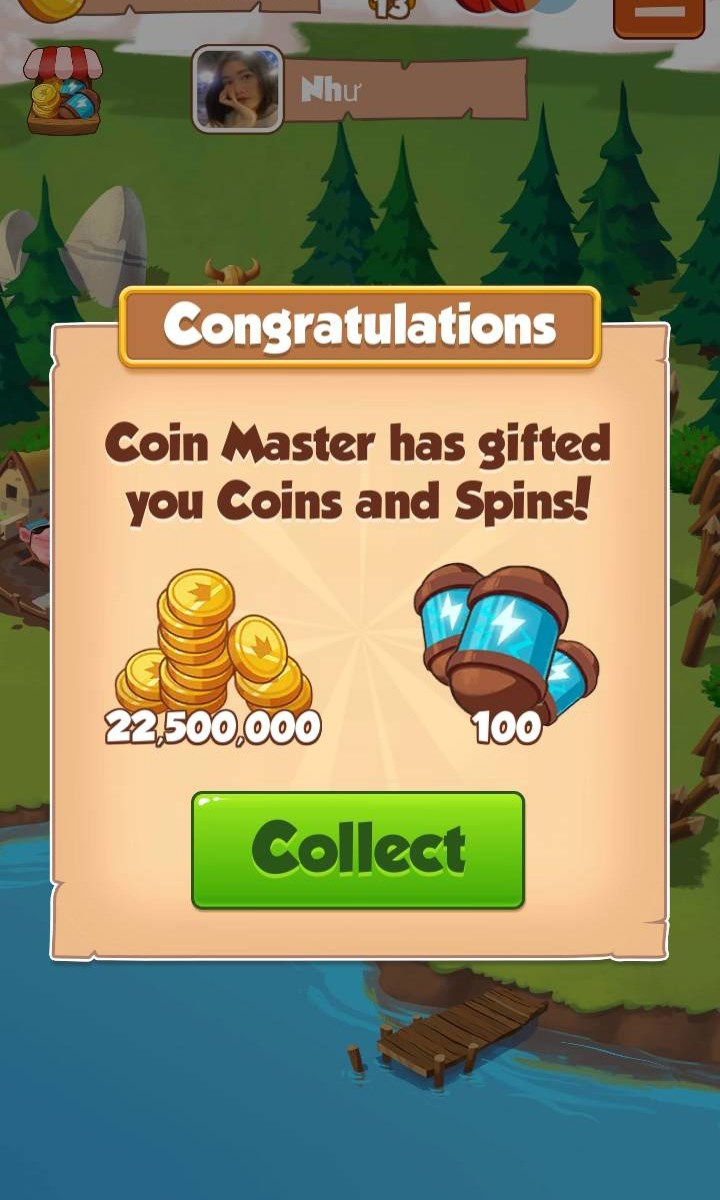 Giao diện game được mở ra, thông báo sẽ xuất hiện ngay tại giao diện chính, bạn hãy bấm vào Collect