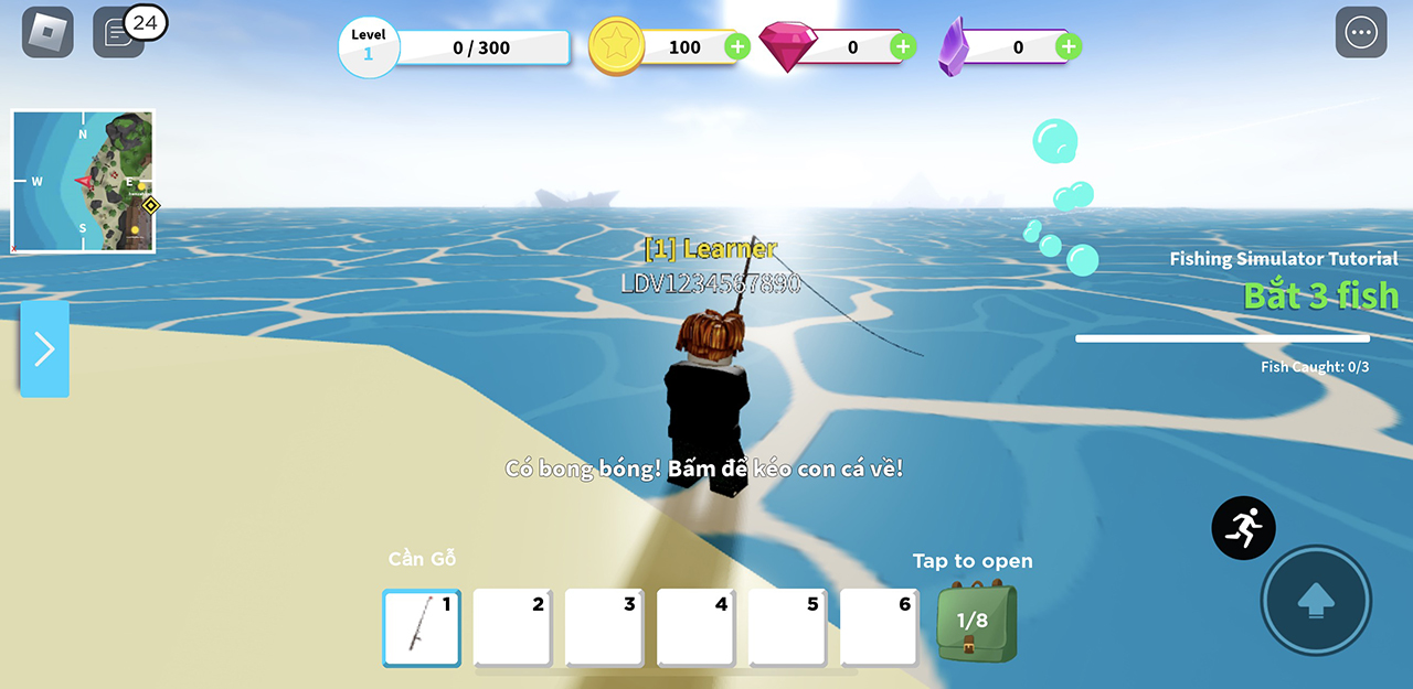Hướng dẫn thao tác câu cá cơ bản bằng Cần Gỗ trong game Fishing Simulator