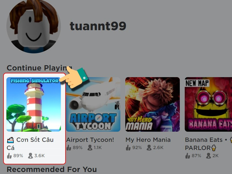 Truy cập vào Roblox và chọn gameFishing Simulator