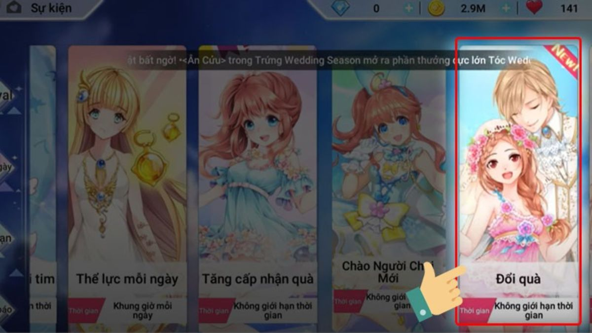 Nhấn vào mục Đổi quà trên màn hình