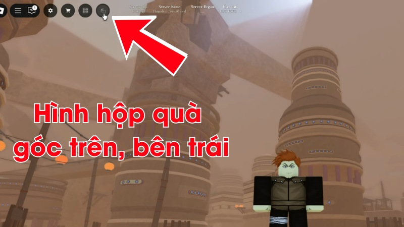 Chọn vào biểu tượng hộp quà trên góc trái màn