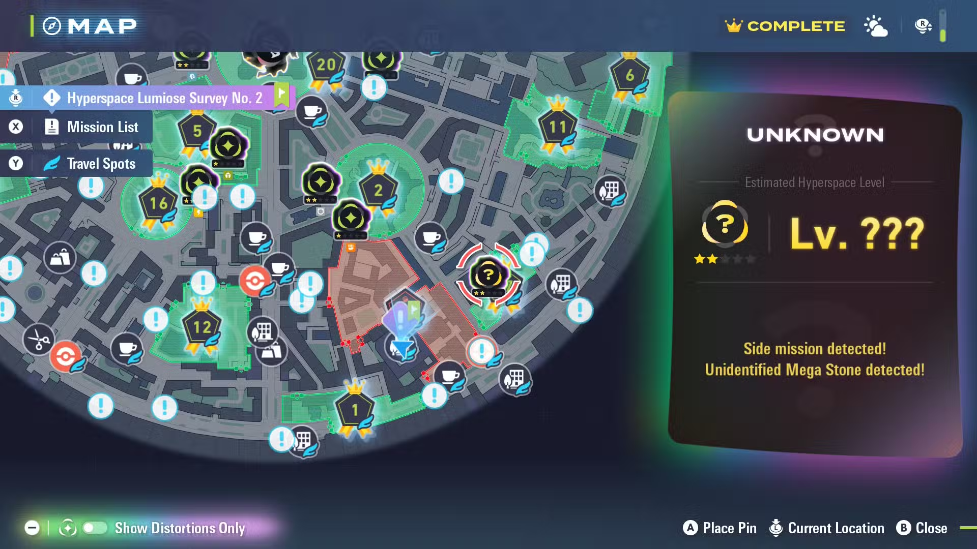 Các Distortion trong bản đồ của tựa game Pokémon Legends Z ‑ A Mega Dimension DLC