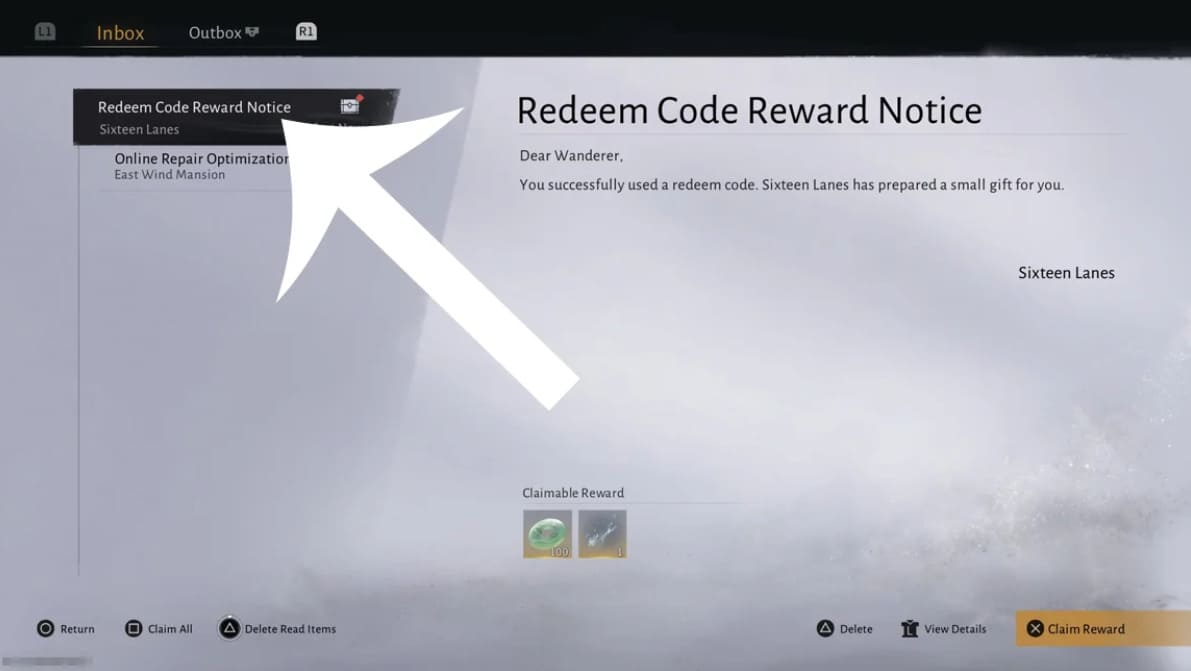Chọn vào nội dung Redeem Code Reward Notice để nhận các phần thưởng giá trị