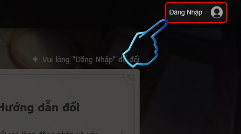Đăng nhập vào trang Genshin Impact và chọn Đăng Nhập