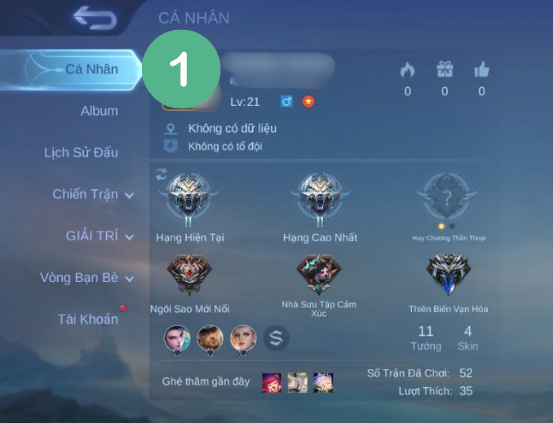 Truy cập vào hồ sơ cá nhân, chọn mục Cá Nhân