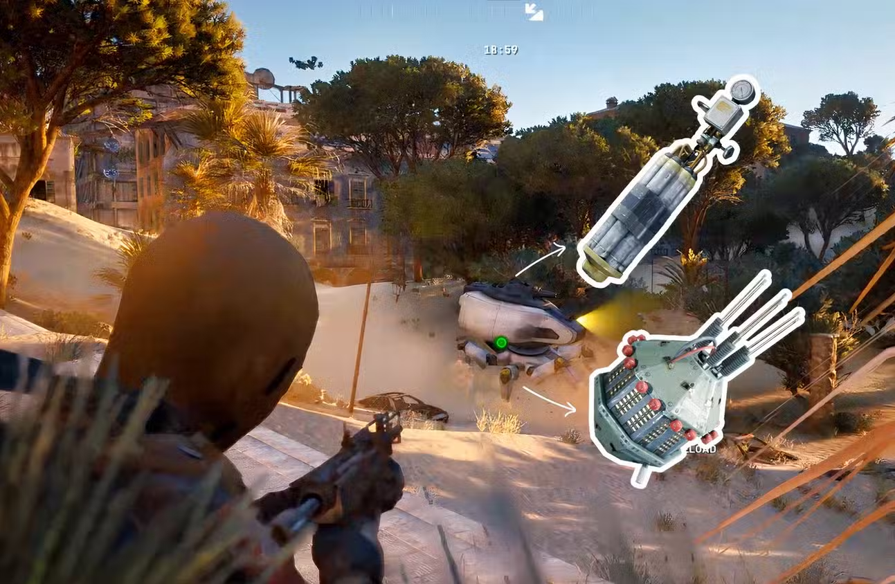 Game thủ đang nhắm đến Boombardier bằng cách đem theo Lure Grenade và Trailblazer trong ARC Raiders