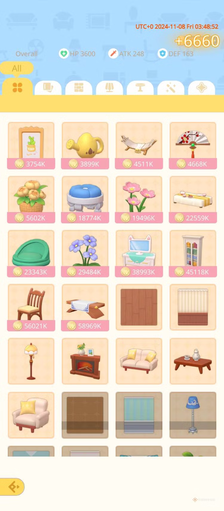 Người chơi thu thập nội thất để nâng cao chỉ số Sakura