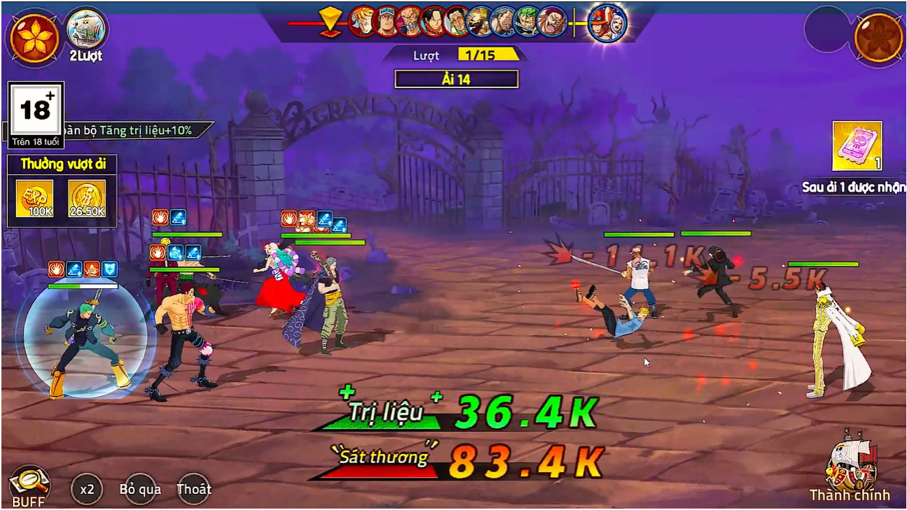 Hình ảnh chiến đấu trong game Haki Huyền Thoại