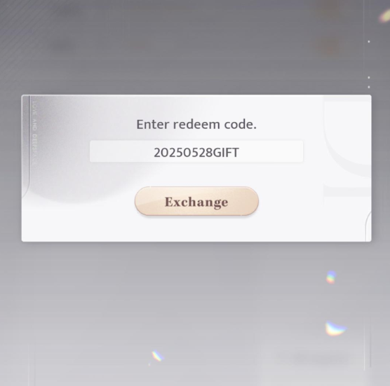 Nhập code Love and Deepspace đang sở hữu và nhấn Exchange