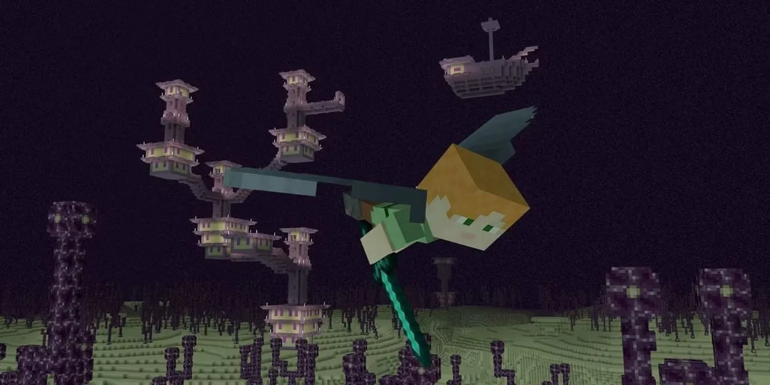 Game thủ sử dụng Elytra trong game Minecraft