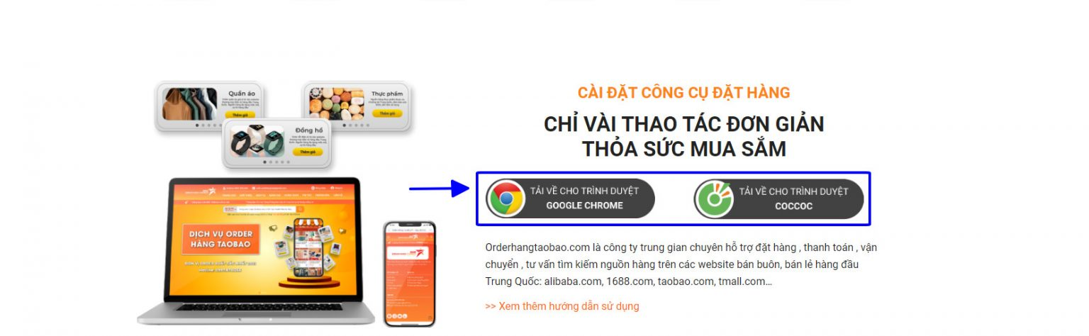 Tiến hành cài đặt tiện ích đặt hàng nhằm thuận tiện trong quá trình chọn và gửi đơn
