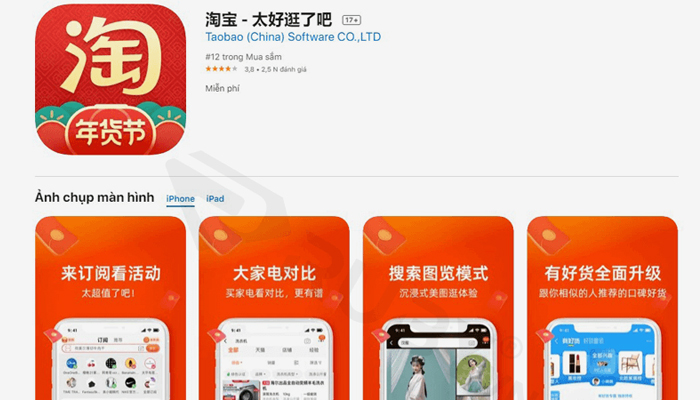 Bước 1: Tải ứng dụng Taobao về điện thoại