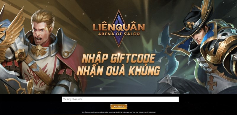 Đăng nhập vào trang nhập giftcode Liên Quân