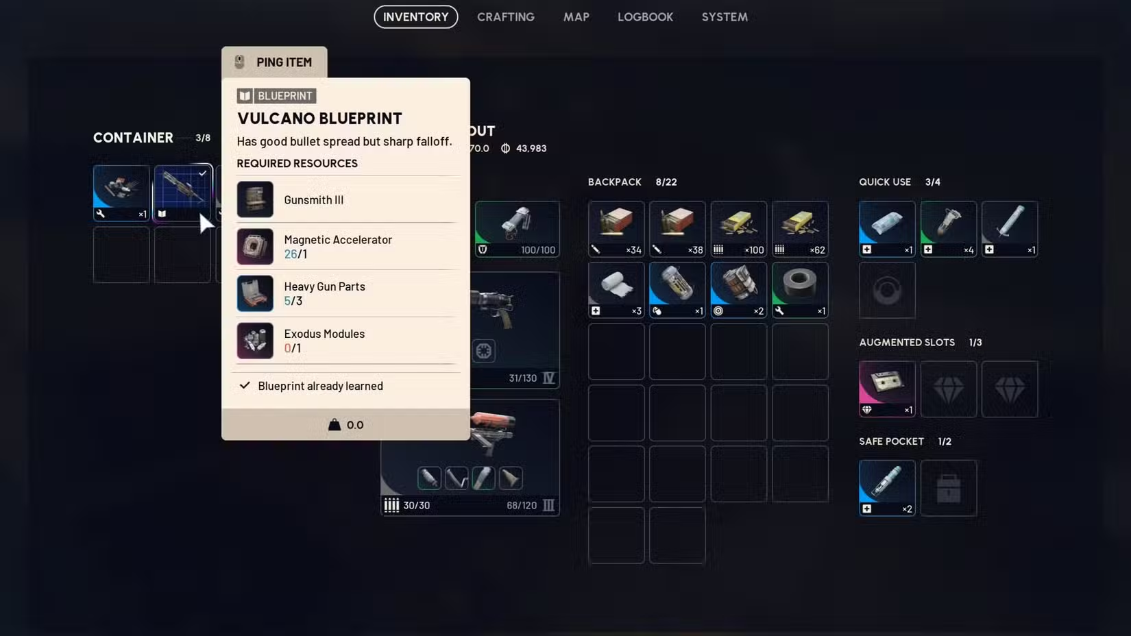 Thông tin chi tiết Vulcano Blueprint trong ARC Raiders
