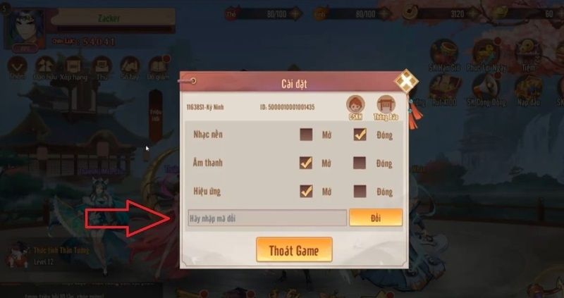 Hãy nhập mã Giftcode Nhất Đại Thiên Tôn và bấm Đổi