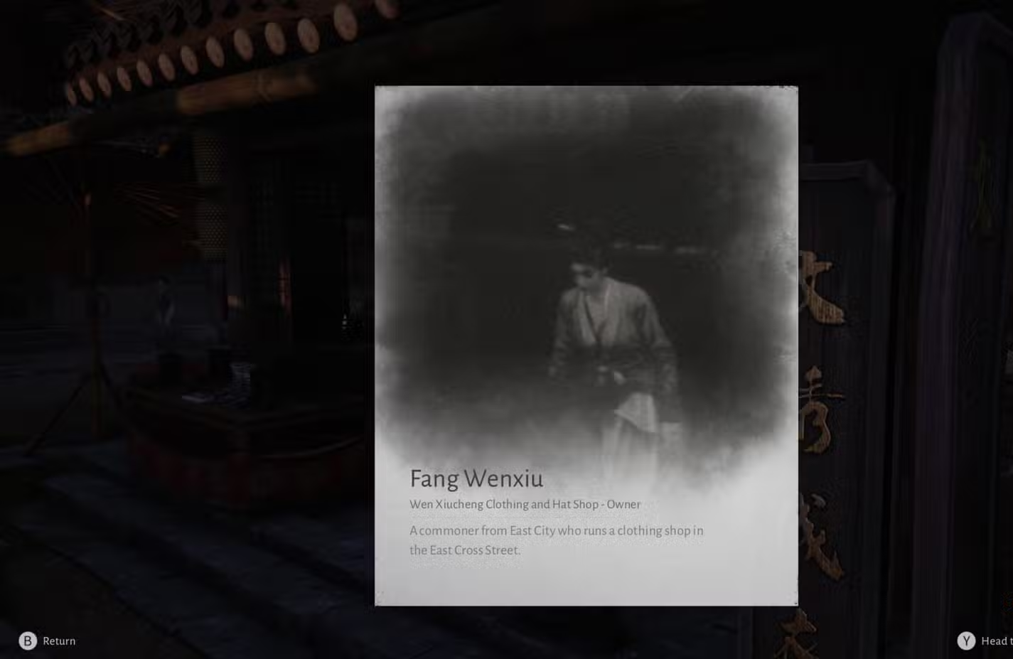 Nhân vật Fang Wenxiu đang ngụy trang trong Where Winds Meet