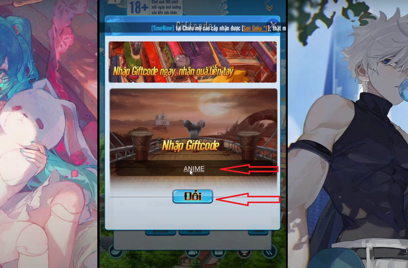 Nhập mã Giftcode Anime Hero: Anh Hùng Loạn Chiến và bấm Đổi