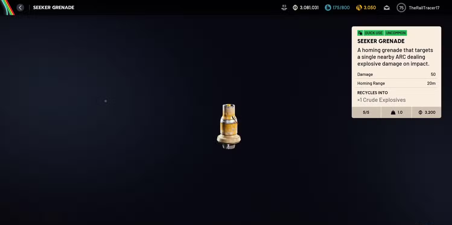 Vật phẩm Seeker Grenade trong ARC Raiders