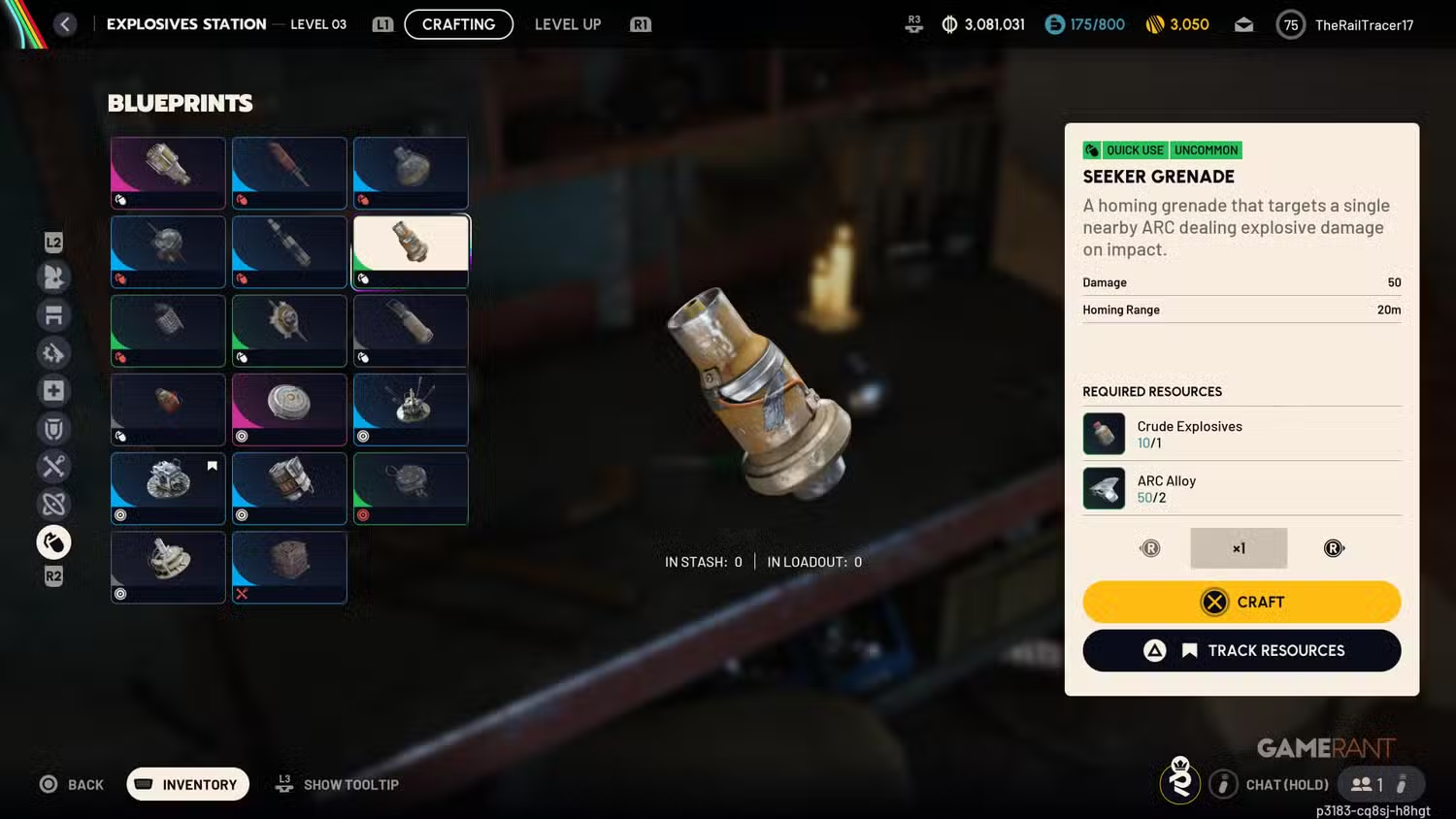 Thông tin chi tiết vật phẩm Seeker Grenade trong ARC Raiders