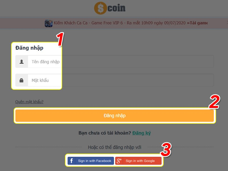 Đăng nhập vào game Đấu Trường Tam Quốc sau đó đăng nhập tài khoản game của bạn
