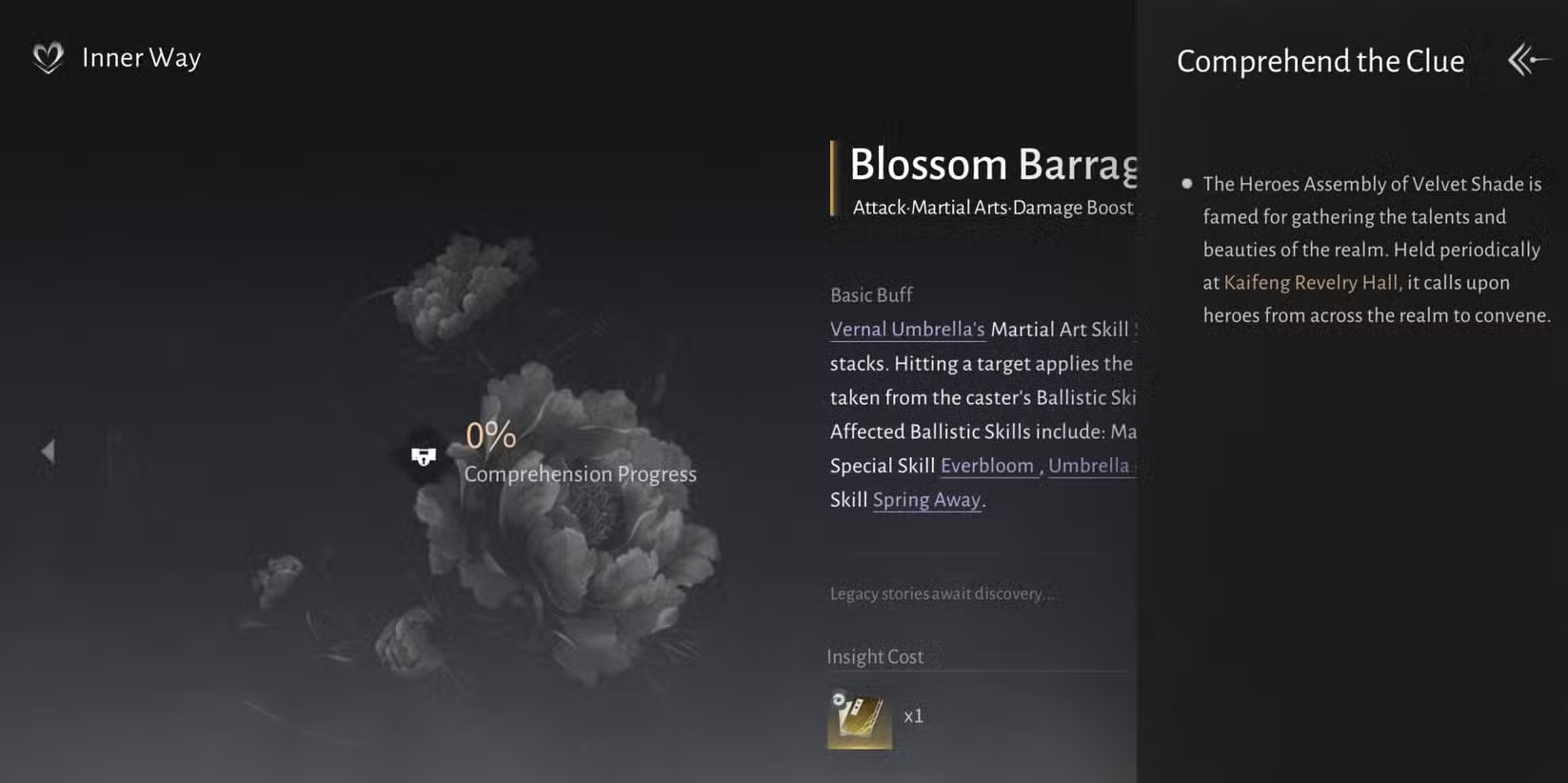 Một trong những manh mối của Inner Way là Blossom Barrage