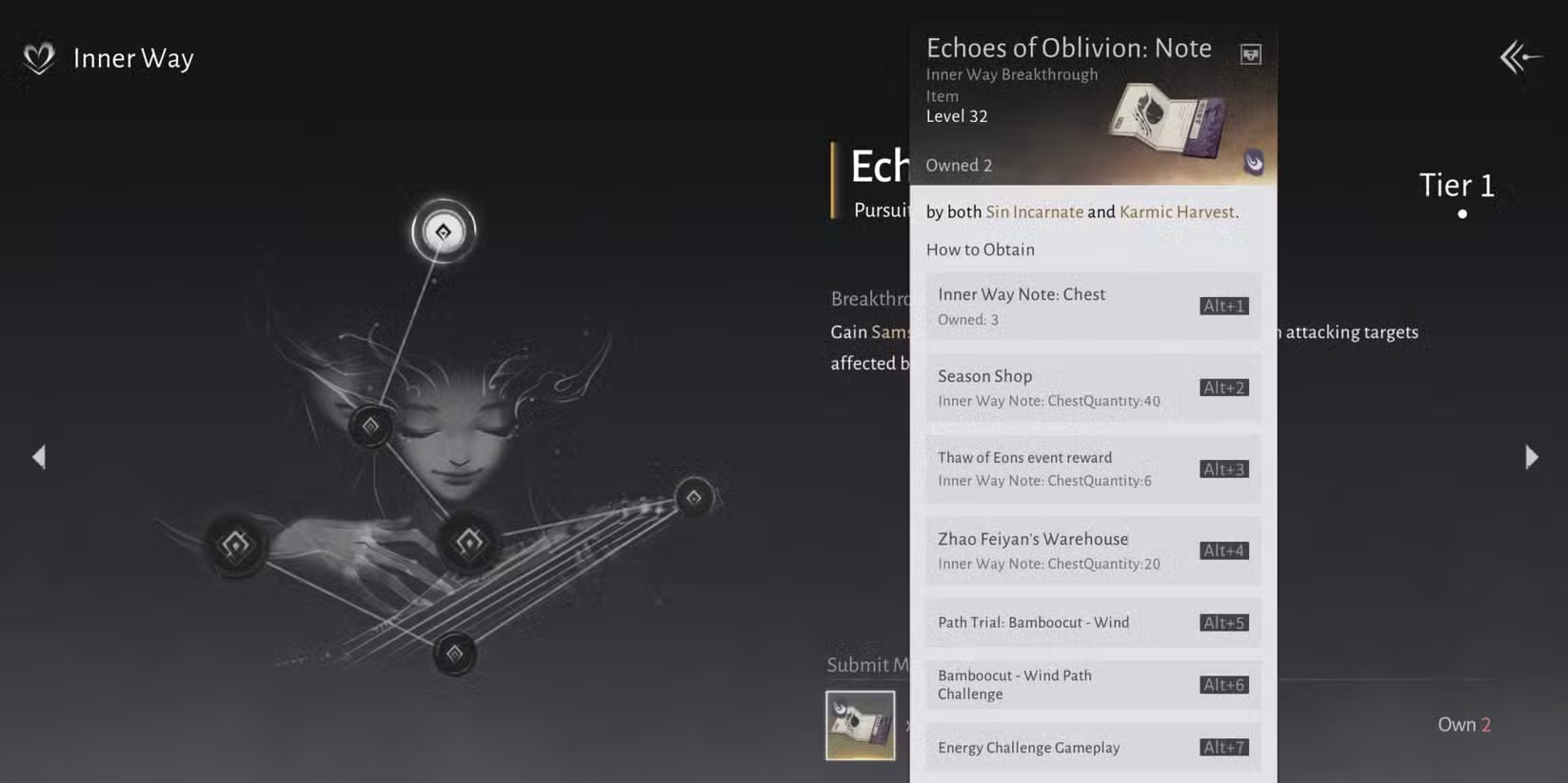 Echoes of Oblivion: Notes là một trong những Inner Way Breakthrough