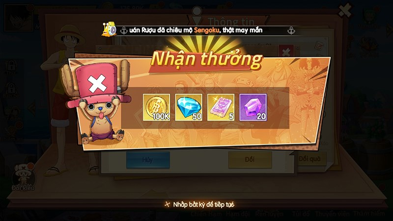 Màn hình sẽ hiện giao diện Nhận thưởng