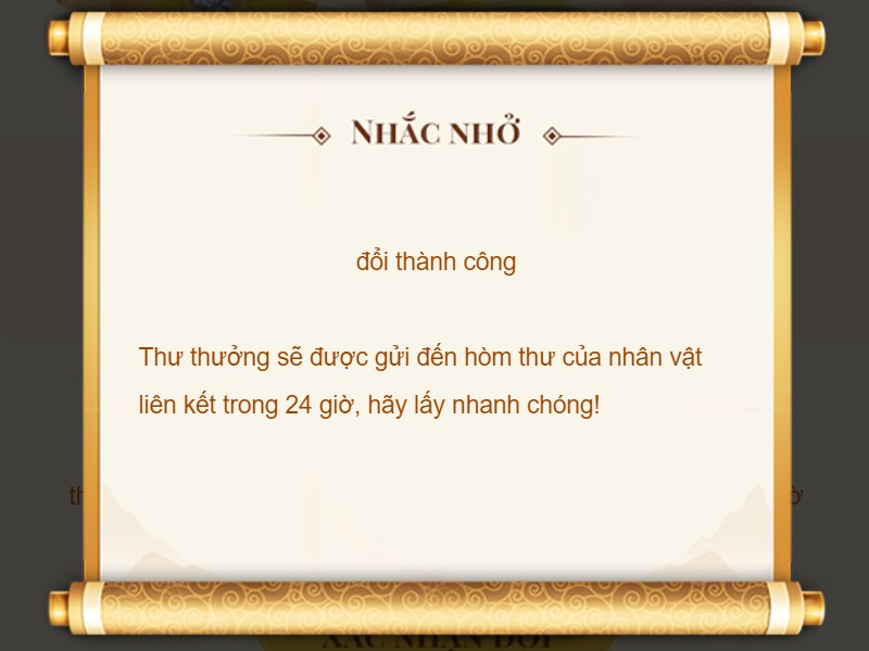 Vào lại game và kiểm tra Thư để nhận quà