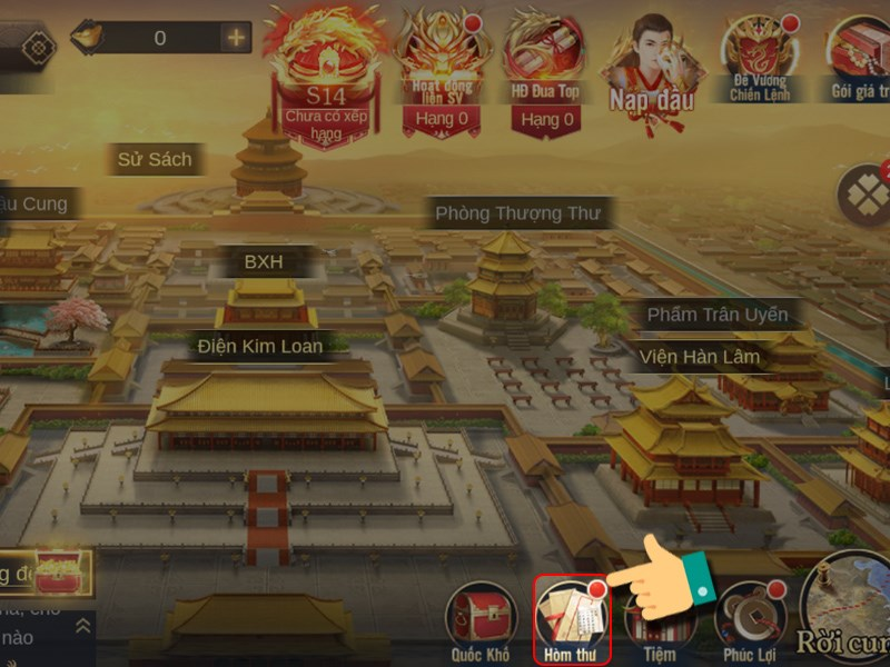 Quay lại game và chọn vào biểu tượng Hòm thư trong game